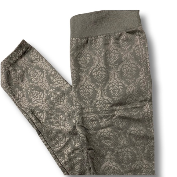 Black printed fleece lined leggings OS - Picture 1 of 6